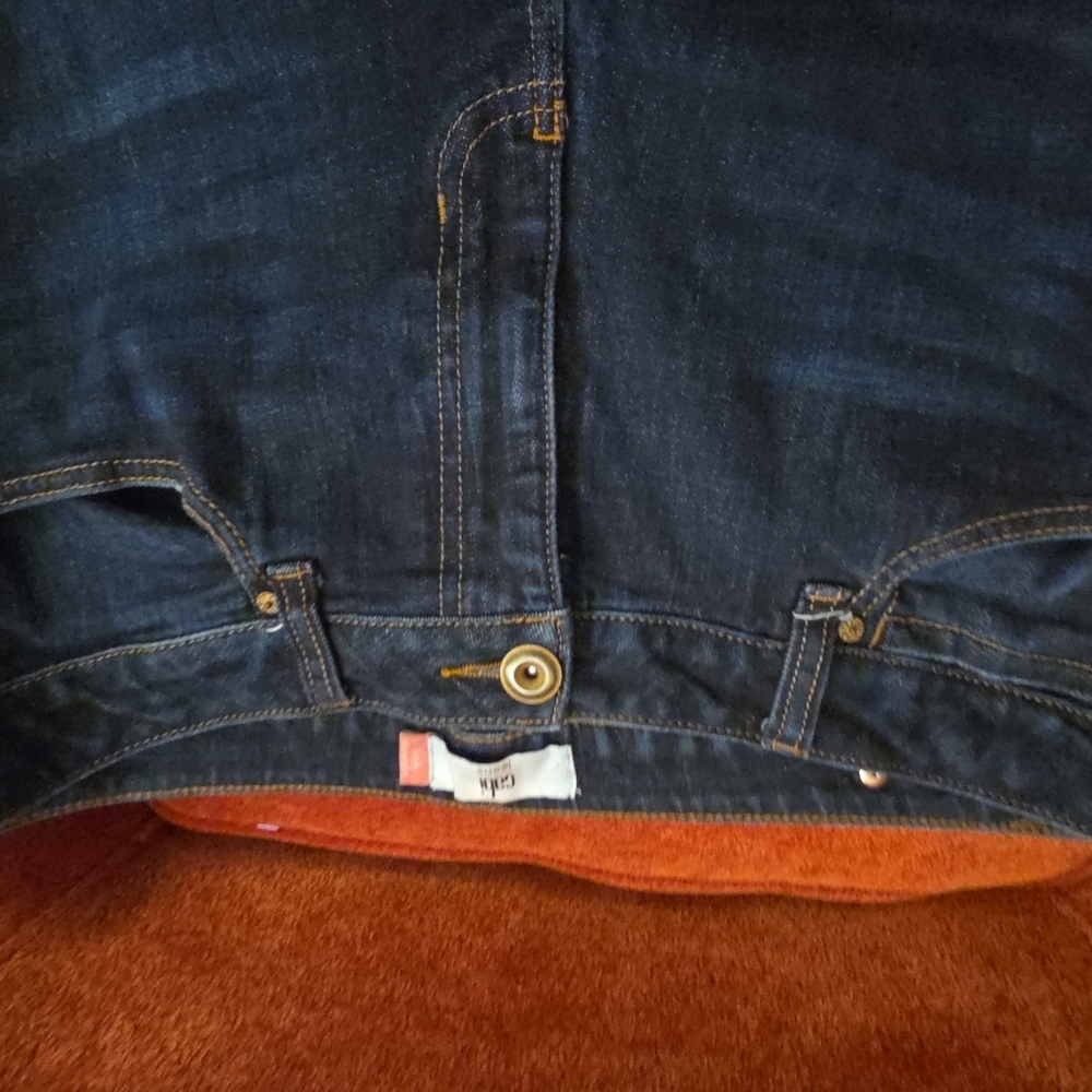New CAbi Dark Blue High Straight Women's Jeans Size 12 32 5 Pkt Soft Denim - Picture 3 of 7